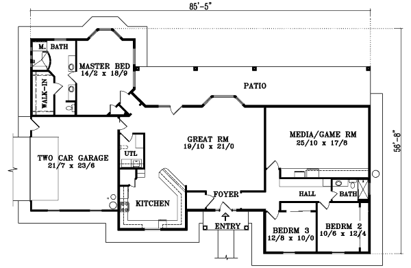 Mediterranean Floor Plan - Main Floor Plan #1-1485