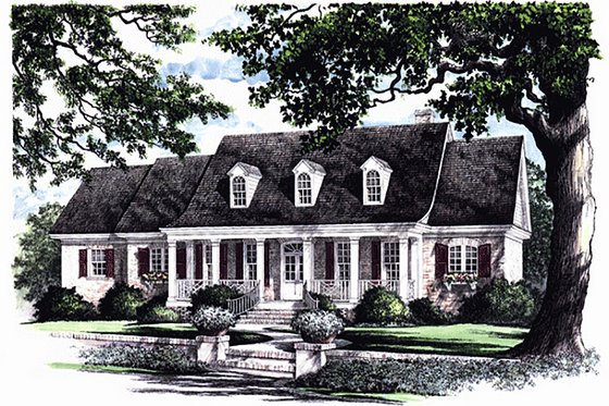 Exterior - Front Elevation for Southern House Plan #137-176 - 3 bed, 3 bath