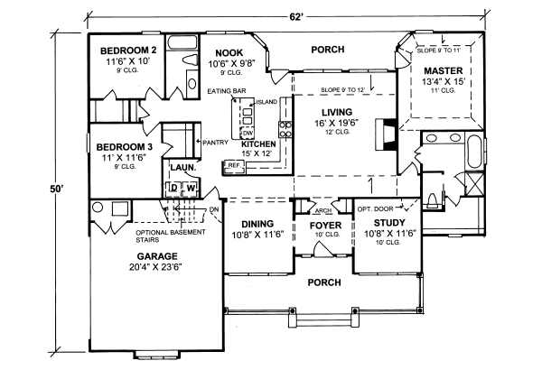 House Blueprint - Traditional Floor Plan - Main Floor Plan #20-343