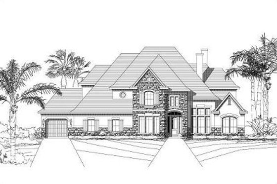 Exterior - Front Elevation for European House Plan #411-714 - 5 bed, 3.5 bath