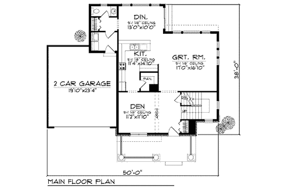 Floor Plan - Main Floor for Traditional House Plan #70-917 - 3 bed, 2.5 bath
