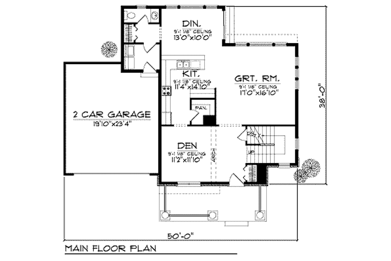 House Plan Design - Floor Plan - Main Floor for Traditional House Plan #70-917 - 3 bed, 2.5 bath