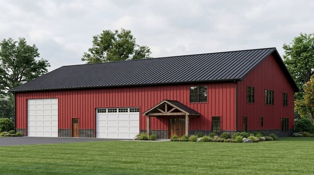 Exterior - Front Elevation 2 for Barndominium House Plan #1064-356 - 3 bed, 2.5 bath