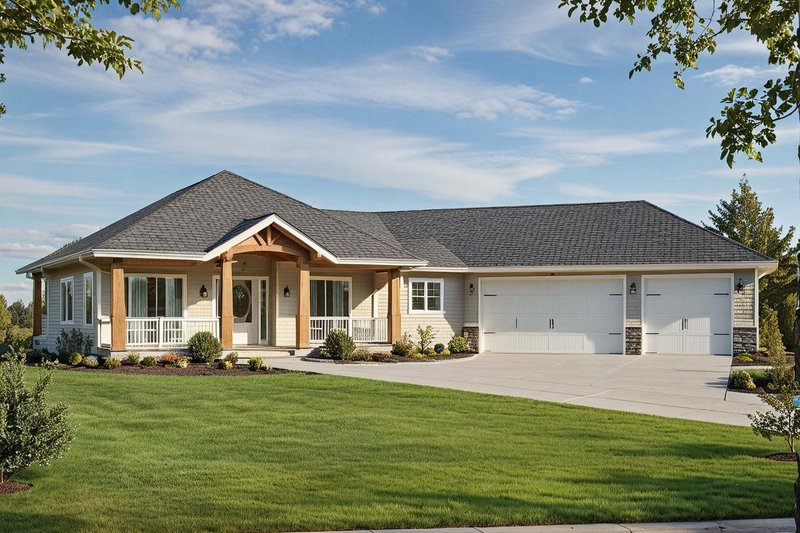 Dream House Plan - Exterior - Front Elevation for Bungalow House Plan #117-578 - 3 bed, 3 bath