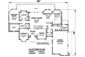 Floor Plan - Main Floor for European House Plan #20-2388 - 4 bed, 4.5 bath