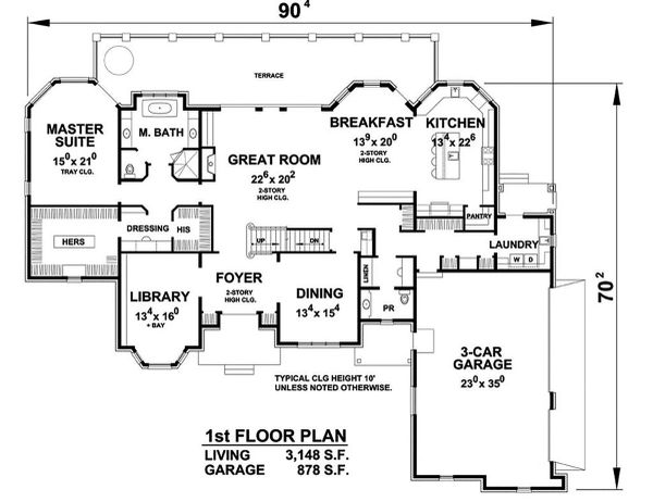 Architectural House Design - European Floor Plan - Main Floor Plan #20-2388