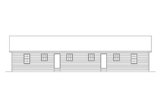 Exterior - Rear Elevation for Ranch House Plan #57-534 - 2 bed, 1 bath