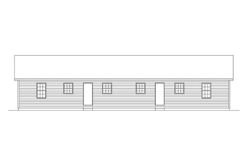 House Blueprint - Exterior - Rear Elevation for Ranch House Plan #57-534 - 2 bed, 1 bath
