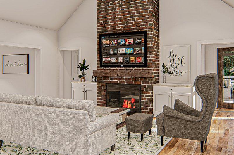 House Blueprint - Interior - Family Room for Farmhouse House Plan #455-312 - 3 bed, 2 bath
