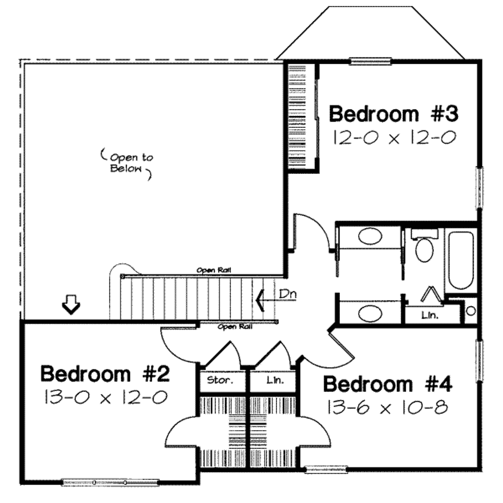 Floor Plan - Upper Floor for Traditional House Plan #312-134 - 4 bed, 2.5 bath