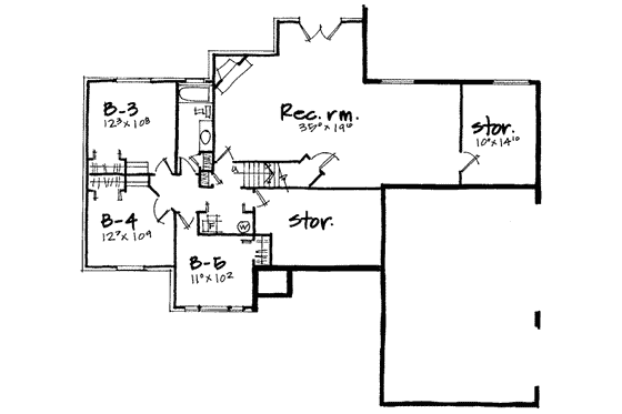 Floor Plan - Lower Floor for European House Plan #308-203 - 5 bed, 4 bath