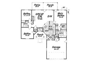 Floor Plan - Main Floor for Mediterranean House Plan #52-101 - 3 bed, 2 bath
