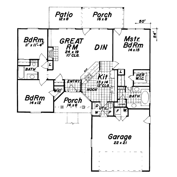 Mediterranean Floor Plan - Main Floor Plan #52-101
