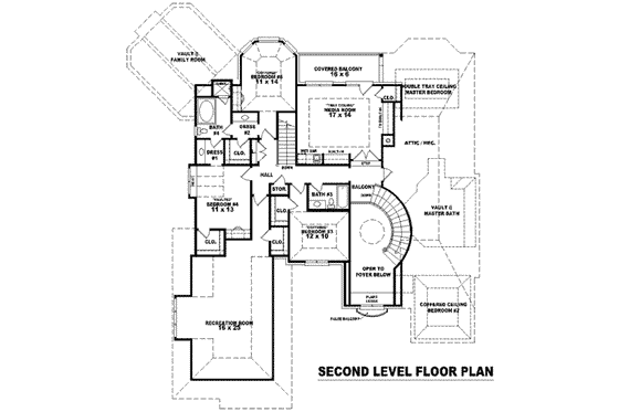 Floor Plan - Upper Floor for European House Plan #81-1329 - 4 bed, 4 bath