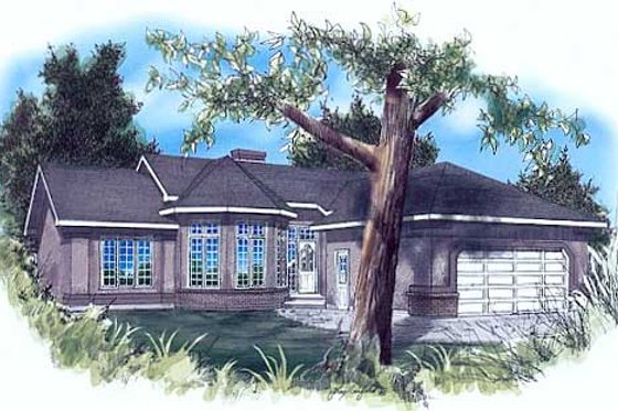 Exterior - Front Elevation for Bungalow House Plan #409-111 - 3 bed, 2 bath