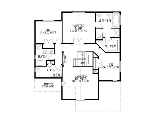 Craftsman Floor Plan - Upper Floor Plan #53-551