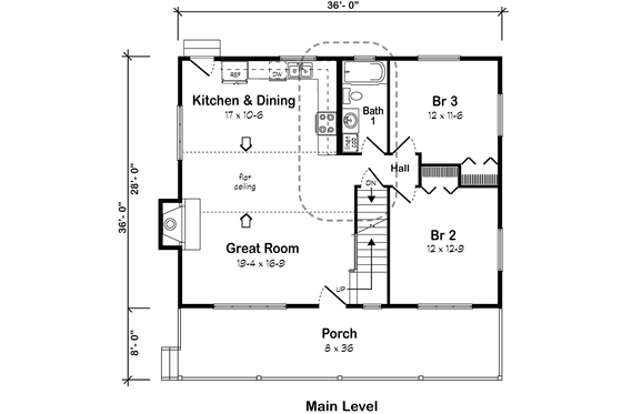 Floor Plan - Main Floor for Country House Plan #312-531 - 3 bed, 2 bath