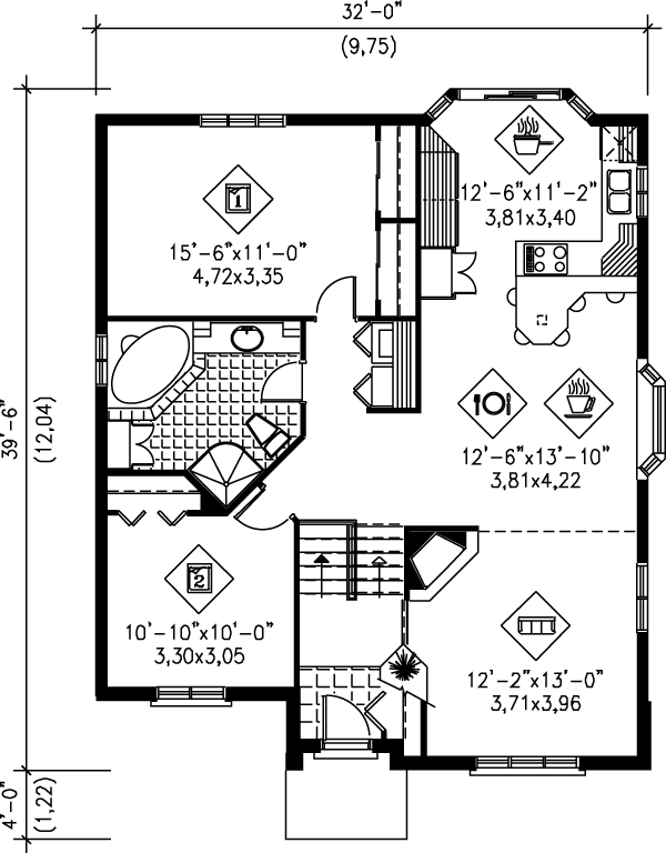 European Floor Plan - Main Floor Plan #25-166