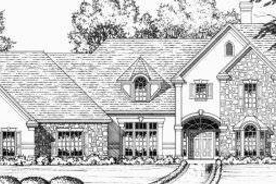 Exterior - Front Elevation for European House Plan #40-234 - 4 bed, 4 bath