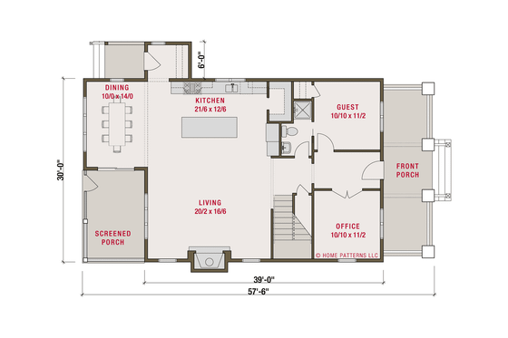 Floor Plan - Main Floor for Craftsman House Plan #461-62 - 4 bed, 3 bath