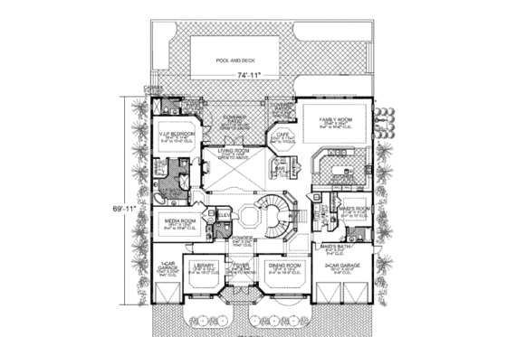 Floor Plan - Main Floor for Mediterranean House Plan #420-249 - 7 bed, 8.5 bath