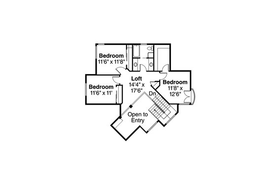 Floor Plan - Upper Floor for Mediterranean House Plan #124-937 - 4 bed, 2.5 bath
