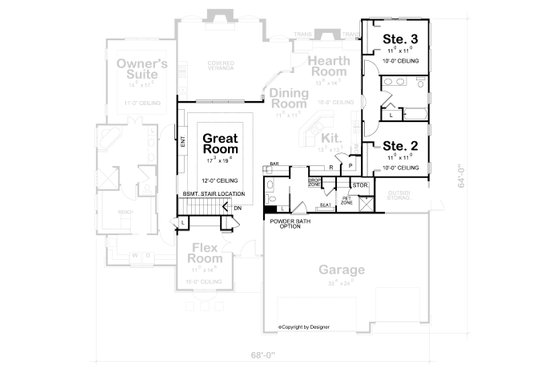 Floor Plan - Other Floor for European House Plan #20-2198 - 3 bed, 2 bath