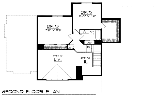 Traditional Floor Plan - Upper Floor Plan #70-310