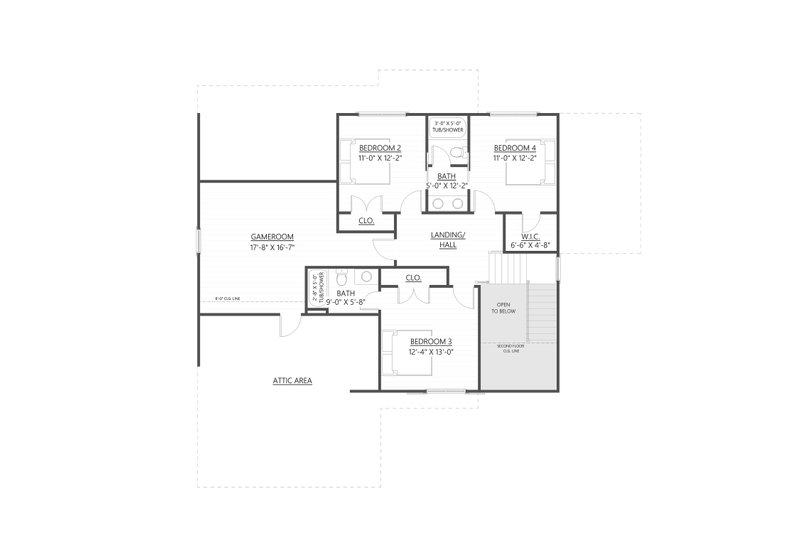 House Design - Floor Plan - Upper Floor for Craftsman House Plan #1094-22 - 4 bed, 3.5 bath