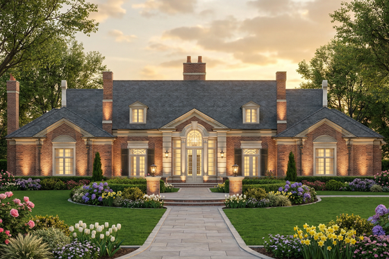 Exterior - Front Elevation 3 for European House Plan #119-106 - 3 bed, 4.5 bath