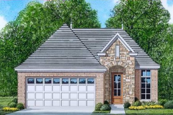 Exterior - Front Elevation for European House Plan #424-35 - 3 bed, 2 bath