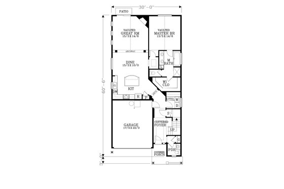 Floor Plan - Main Floor for Craftsman House Plan #53-479 - 4 bed, 2.5 bath