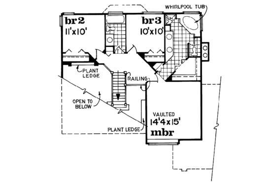 Floor Plan - Upper Floor for Traditional House Plan #47-412 - 3 bed, 2.5 bath