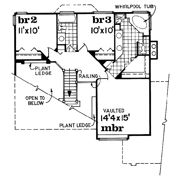 Traditional Floor Plan - Upper Floor Plan #47-412