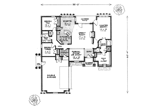 Floor Plan - Main Floor for European House Plan #310-580 - 3 bed, 2 bath