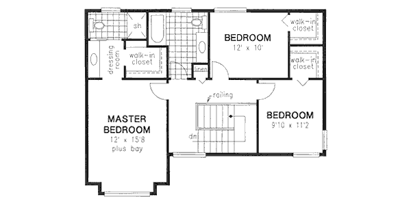 Traditional Floor Plan - Upper Floor Plan #18-9078