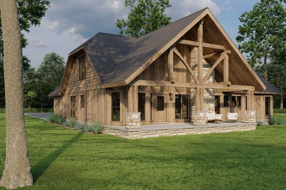 Exterior - Rear Elevation for European House Plan #17-2256 - 4 bed, 2 bath