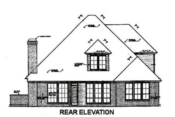 Exterior - Rear Elevation for European House Plan #310-675 - 3 bed, 2.5 bath