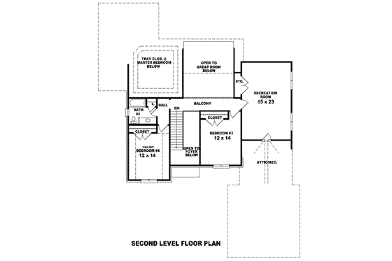 Floor Plan - Upper Floor for European House Plan #81-1132 - 4 bed, 3 bath