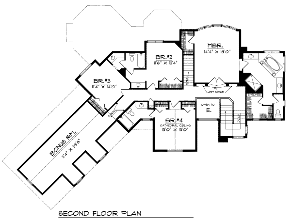 European Floor Plan - Upper Floor Plan #70-525