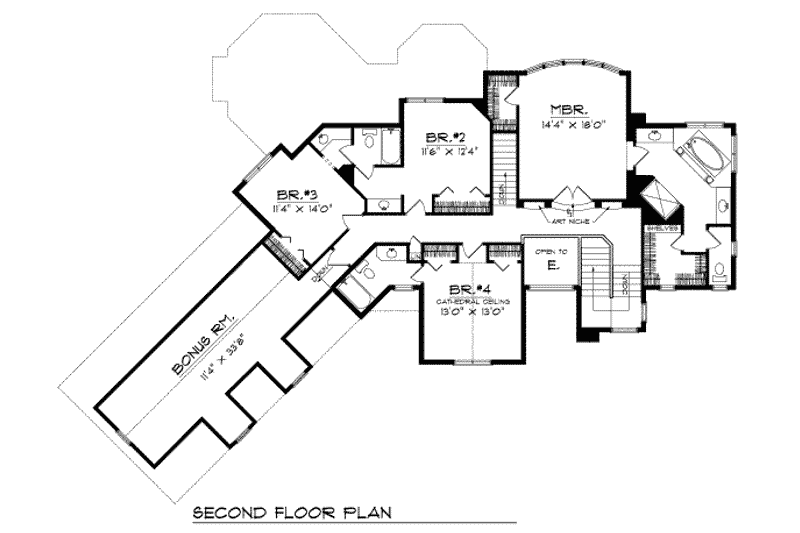 House Plan Design - Floor Plan - Upper Floor for European House Plan #70-525 - 4 bed, 3.5 bath