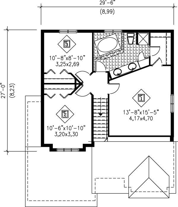 Home Plan - Contemporary Floor Plan - Upper Floor Plan #25-2102