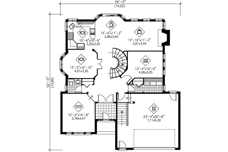 Dream House Plan - Floor Plan - Main Floor for Traditional House Plan #25-2221 - 4 bed, 2.5 bath
