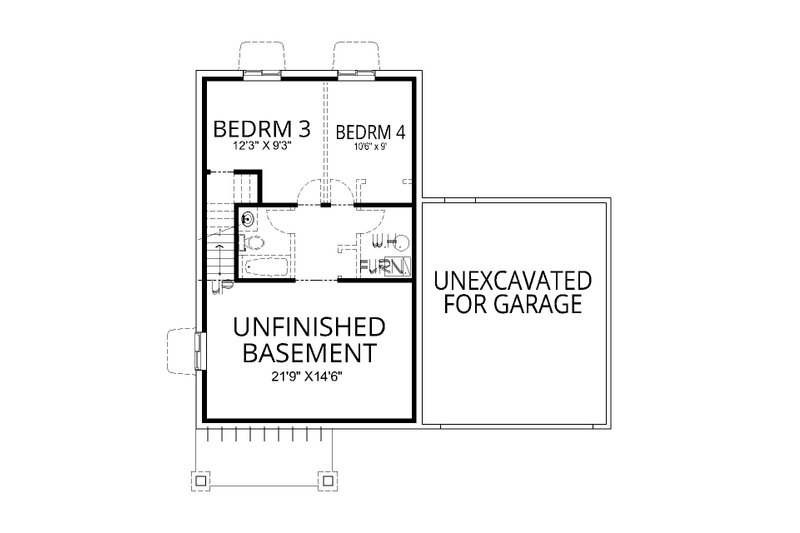 House Blueprint - Floor Plan - Lower Floor for Craftsman House Plan #112-298 - 4 bed, 2 bath