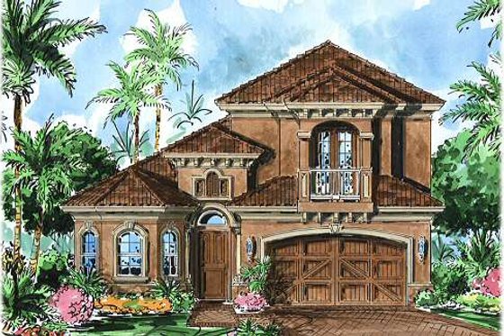 Exterior - Front Elevation for European House Plan #27-350 - 3 bed, 2.5 bath