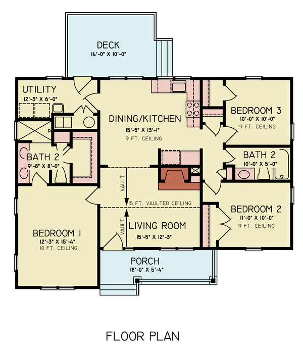 Dream House Plan - Bungalow Floor Plan - Main Floor Plan #54-605