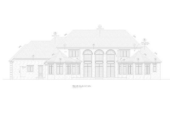 Exterior - Rear Elevation for European House Plan #20-2378 - 5 bed, 5 bath