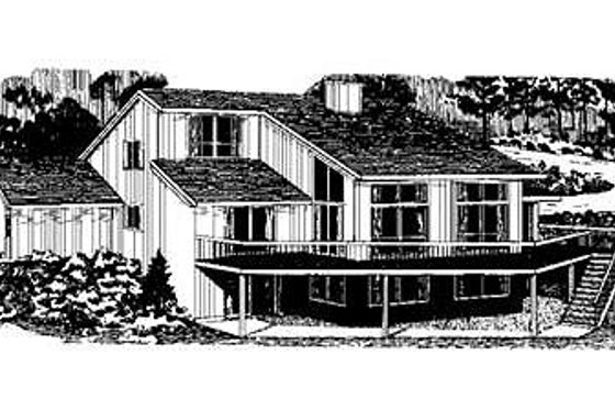 Exterior - Rear Elevation for Country House Plan #320-455 - 3 bed, 3 bath