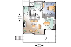 Floor Plan - Main Floor for Traditional House Plan #23-2174 - 3 bed, 2 bath