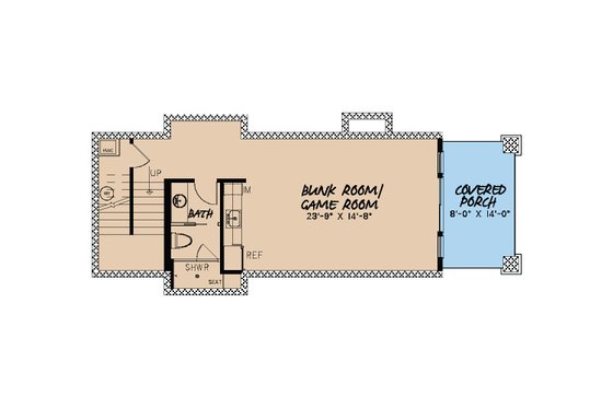 Floor Plan - Lower Floor for Craftsman House Plan #923-23 - 2 bed, 3 bath